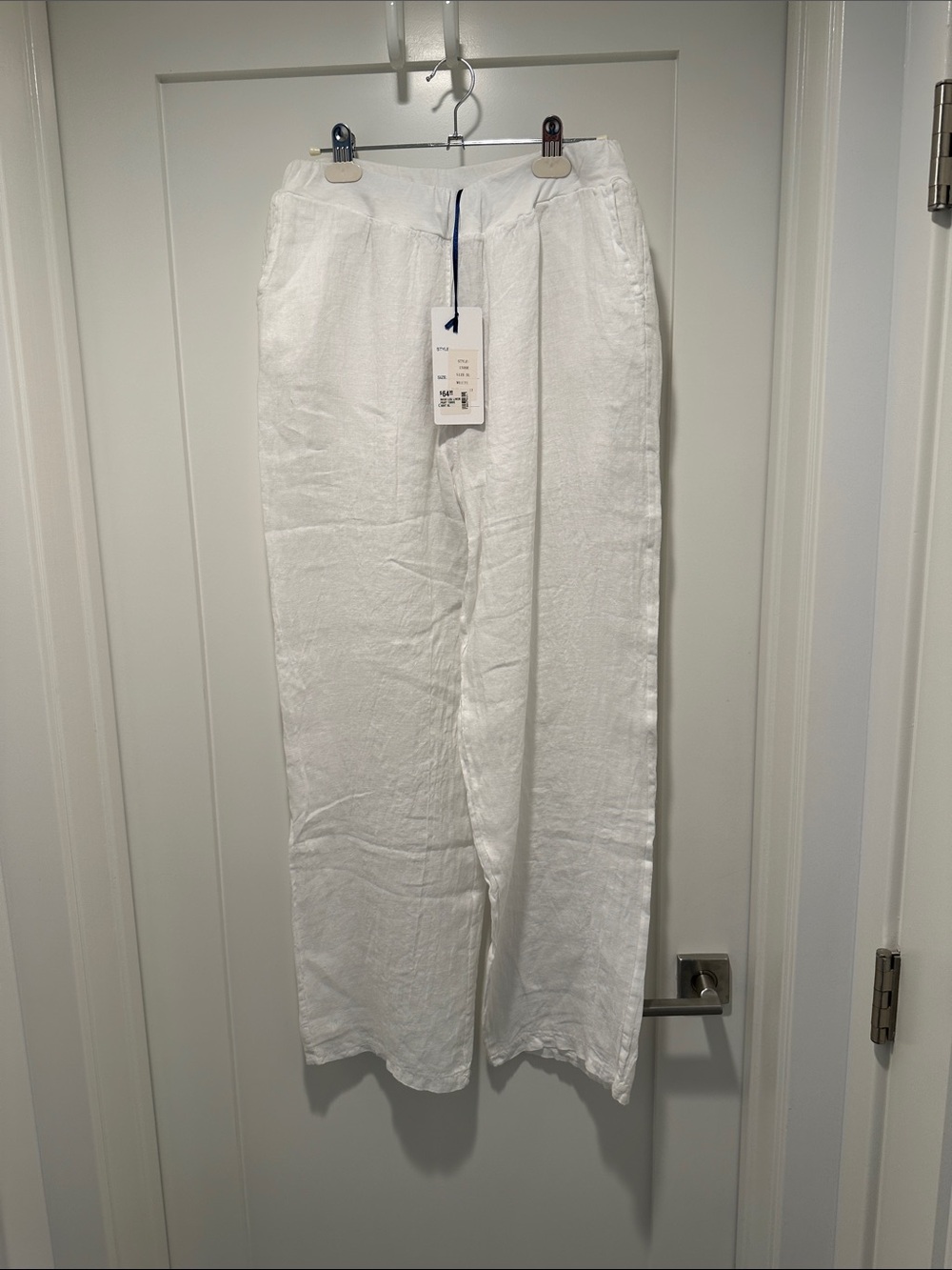 NWT WHITE 100%linen pant size XL